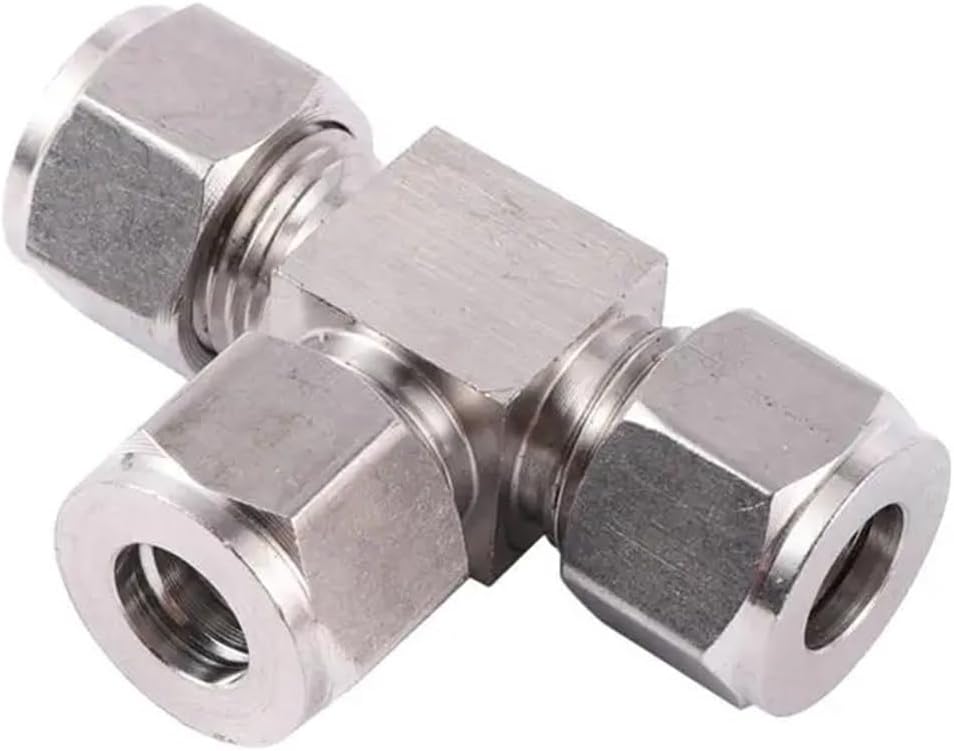Stainless Steel 3/8"(9.52mm) Hard Tube Fitting Three Way Tee Intermediate Joint Card Sleeve Cap Bushing Meter Pipe Connector 1Pc