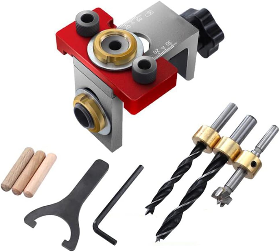 3-in-1 Doweling Woodworking Joinery Hole Drill Guide Self Centering Punching Locator Tool Cabinet Hardware