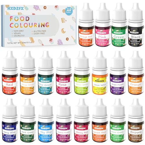 HXDZFX 20-Colour Food Dye Set - 6ml Each