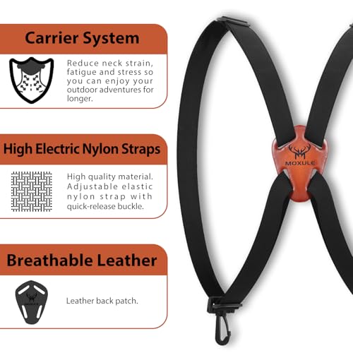 MOXULE Binocular Harness Strap X-shaped - Adjustable Bino Chest Straps for All Binoculars Hunting,Hiking and Birding - Black