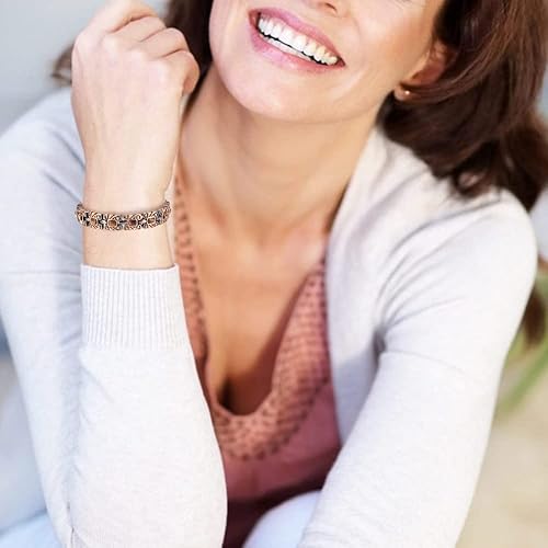 Miniatura 5 de Pulseras magnéticas para mujeres y hombres, acero inoxidable, cobre, color turquesa, con imán, regalo de joyería de moda (amarillo turquesa)