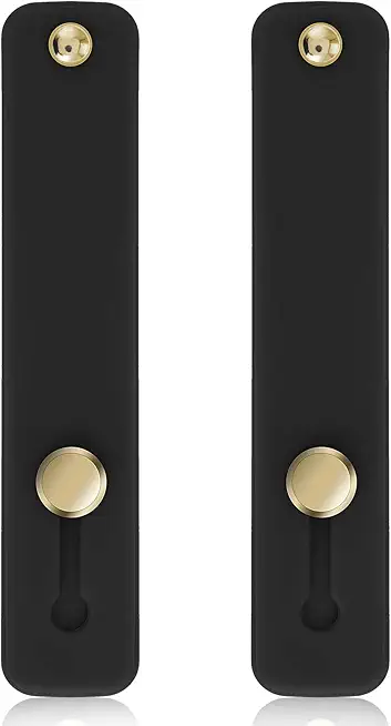 2Pcs Phone Loop Finger Holder, Silicone Phone Grip Phone Finger Strap Stand Universal Portable Finger Kickstand for Most Smartphones (2pcs-Black)