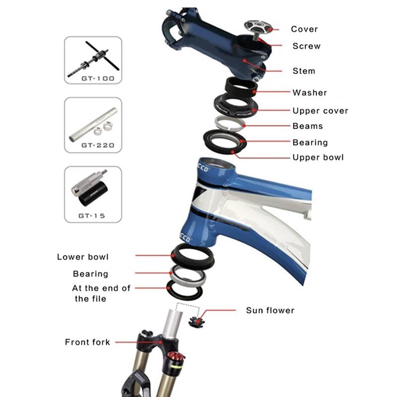 Mountain Bike Accessori Manubrio Integrato Carbonio Mtb BFLKY Set Di Cuffie Per Bici Da 30 Mm Per Mountain Bike E Bici Da Strada Con Cuscinetto In Lega Di Alluminio Per Forcella Anteriore - Foto 9