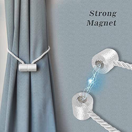 image for Hion Magnetic Curtain Tiebacks White 6 Pack, Curtain Tiebacks Buckles 