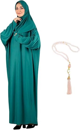 Women Prayer Clothes with Hijab Muslim Outfits Long Robe Abaya Turkish Islamic Dresses Dubai Kaftan with Rosary