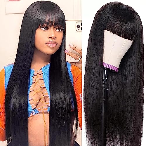 Bresilienne Perruque Lisse Front Lace Cheveux Humain Real Virgin Human Hair Wig with Fringe 20 pouce Bresilienne Perruque Lisse Front Lace Cheveux Humain Real Virgin Human Hair Wig with Fringe 20 pouce