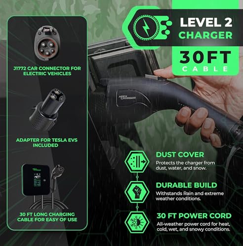 Apexcharger APEXM2 Mach 2:Fast Level 2 Ev Charger 48 Amp Garage-Pro Wall-Mount. Electric Vehicle Charging Station 4 Nema 14-50 Outlet. J1772 Car Connector. Key Accessories: 30Ft Cable & Tesla Nacs Evse Portable Adapter thumb #2