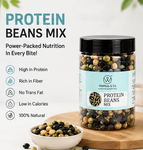 Image of WellNuts & Co. Healthy Snack Combo Pack of 4 |Buckwheat Flakes Mix - 200g, Protein Beans - 200g, Roasted Edamame Beans - 200g, Salted Beetroot Chips - 150g| Roasted & Ready to Eat Snacks | High Protein & High Fiber Combo | Snacks for Healthy Everyday