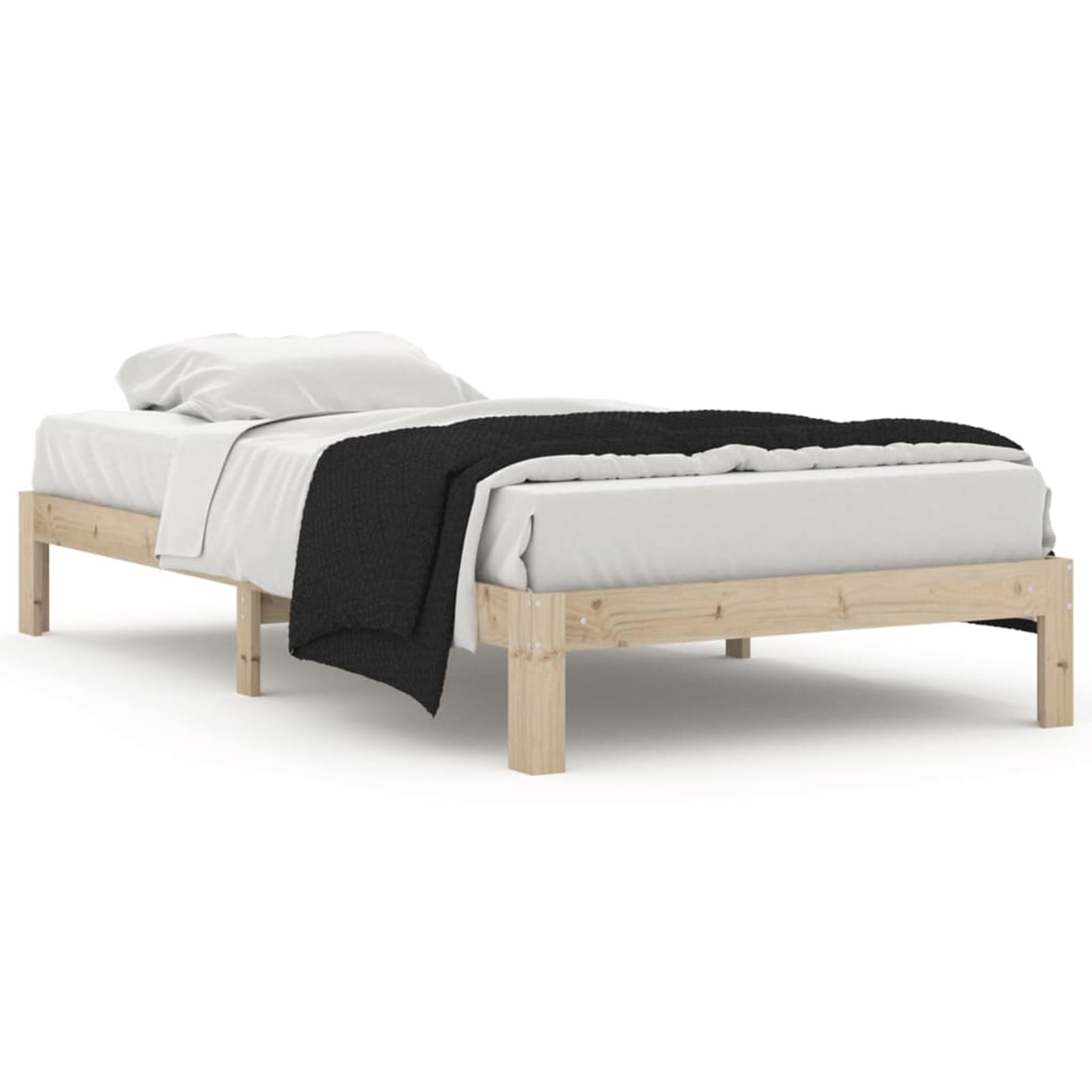 Letto in legno massello di pino rustico 100 x 200 cm, con rete a doghe integrata, altezza del sonno 24 cm, design naturale e robusto, per camere da letto piccole, giovani o multifunzione