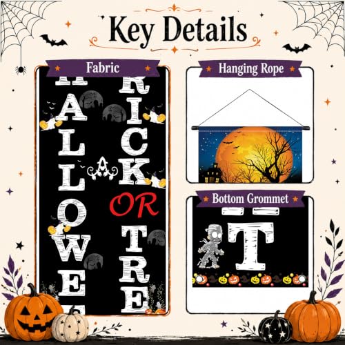 Oeyliz Halloween Decorations Happy Halloween Porch Trick or Treat Banner - image 5