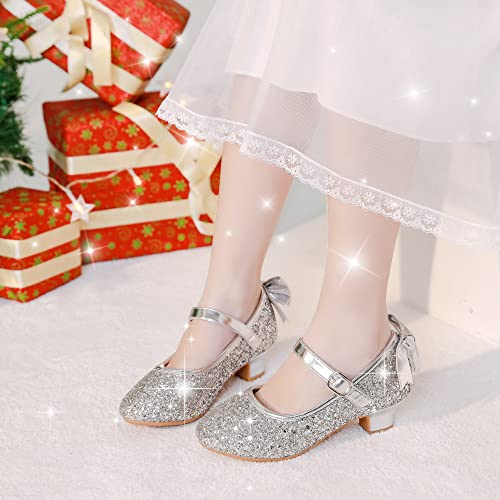Image of Dufannie Girls Dress Shoes Princess Flats Heels for Toddler Little Big Kids