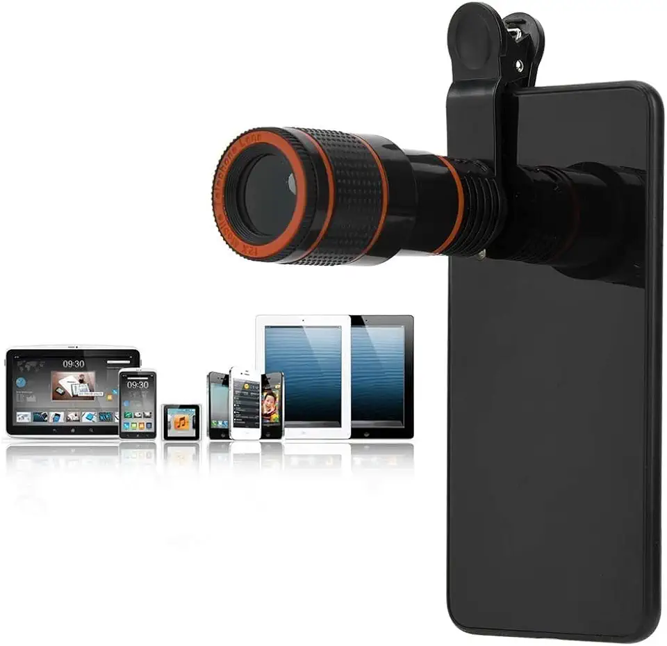 Lente de câmera de celular, lente teleobjetiva profissional 12x, lente universal de focagem telescópica para celular tablet, lente de celular padrão