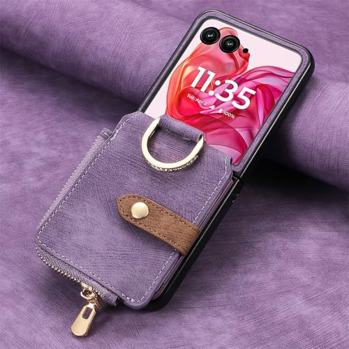 Étui Motorola Moto Razr 50 cuir violet idéal pour vos sorties et trajets urbains