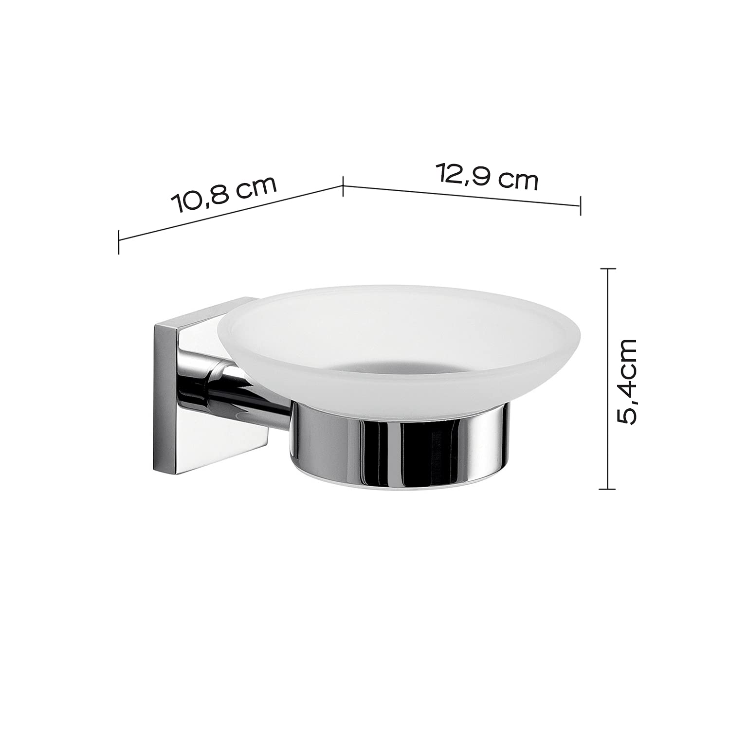 Gedy Manila Soap Holder, Chrome Color, Components Made of 304 Stainless Steel, Cromall and Satin Glass, 15 Year Warranty - Image 2