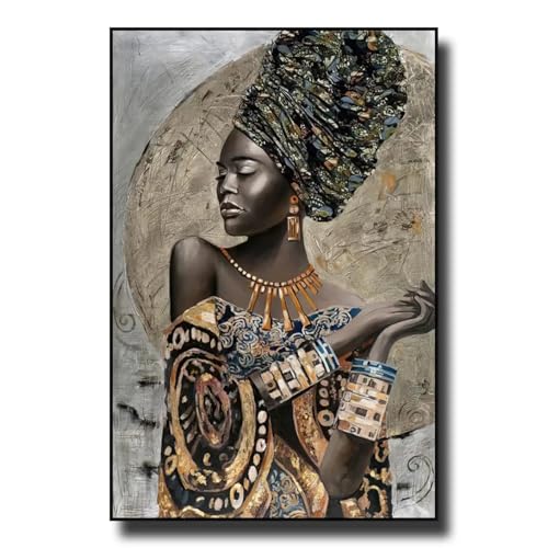Art mural noir abstrait africain avec cadre 70x105cm pour salon