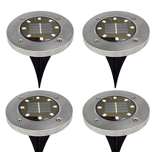 VIASA 8 LED Solar Power Buried Light Ground Lamp Outdoor Path Way Garden Decking (Cool White)