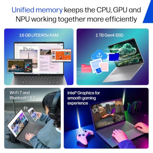 Image of HP OmniBook 5 OLED ● Intel Core Ultra 7 355 ● 49 Tops ● 16GB LPDDR5x ●1TB SSD ● 2K● 14'' /35.6cm● Win11● Office24● Meteor Silver● 1.33kg● hh0030TU● mini GaN Charger● Upto 32hrs battery life ● AI Laptop