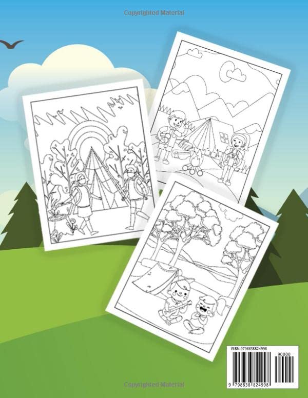 Camping Coloring Book for kids Ages 4-12: 40 Camping Coloring Pages for Kids To Color | Cute Pictures of Camping, Mountains, Lakes, Camping Gear & ... | A Great Gift For Kids Girls & Boys. image 3