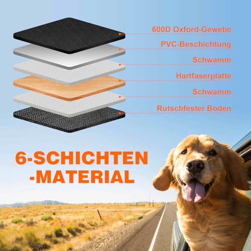 Neccis Hundedecke Auto Rückbank mit Abnehmbarer Harter Unterseite, 136 x 61 cm Autoschutzdecke Hund Rücksitz, 150 kg Tragkraft, Wasserdichte/Kratzfeste, Hundematte Auto Passt für 95% der PKW/SUVs/LKWs