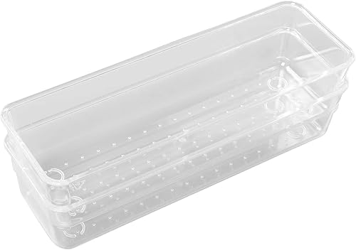 Miniatura 3 de Modern-Depo Juego de 16 organizadores de cajones transparentes de 5 tamaños, cajas divisoras de plástico para maquillaje, joyas, utensilios de