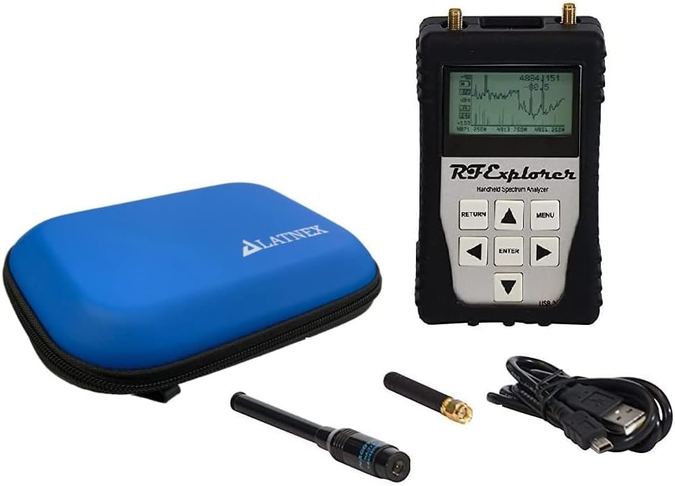 RFandEMF RF Explorer 3G Combo Handheld Spectrum Analyzer with Colored Protection Boot & Case, USB Cable & Free Downloadable Software for Windows and Mac includes RF and Wi-Fi Analyzer (Blue)