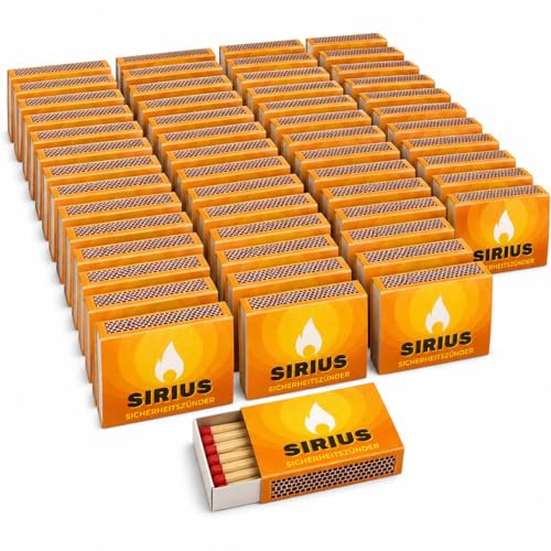 jameitop® Streichhölzer 60 Schachteln Sirius Haushaltszünder Zündholzschachtel Zündhölzer 2700 Stück Sicherheitszündhölzer, 45mm