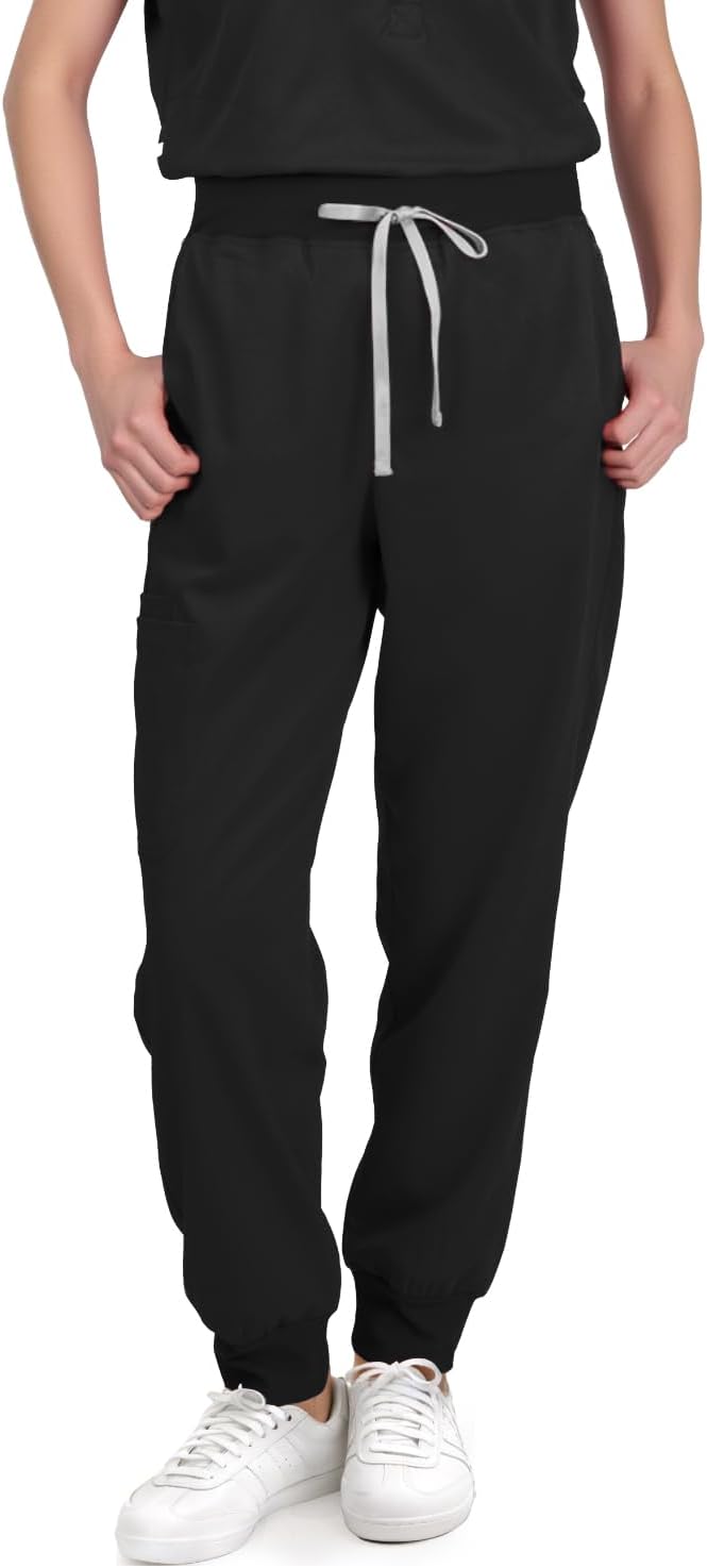 Scrub Pants for Women, Stretch Jogging Scrub Pants, Elastic Waist Belted Cuffed Multi-Pocket Women's Cargo Scrub Pant - Image 2