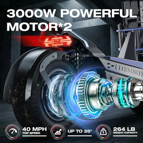 Image of JUNLING JL80 Electric Scooter for Adults, 6000W Dual Motor, 40 Mph Top Speed, 52 Miles Max Range, 60V /30AH Battery, Dual Suspension Hydraulic Braking System, 12 inch Off-Road e-Scooter with Speaker
