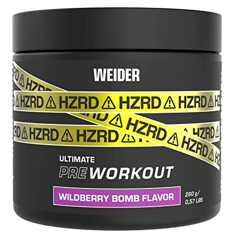 WEIDER HZRD Pre Workout Booster, Energy Drink Pulver hochdosiert mit L-Citrullin, L-Arginin, 200 mg Koffein & hochkonzentrierten Pflanzenextrakten, Premium Trainingsbooster, zuckerfrei, 260 g