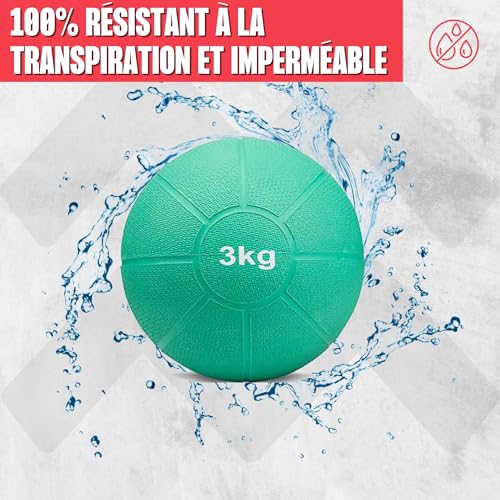 Médecine Ball - Medicine Ball - - Caoutchouc Solide - Disponible en 1, 2, 3, 4 et 5 KG - Disponible en Jaune, Rouge, Vert, Bleu, Noir – Image 5