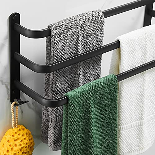 Toallero de baño montado en la pared en aluminio negro mate 3
