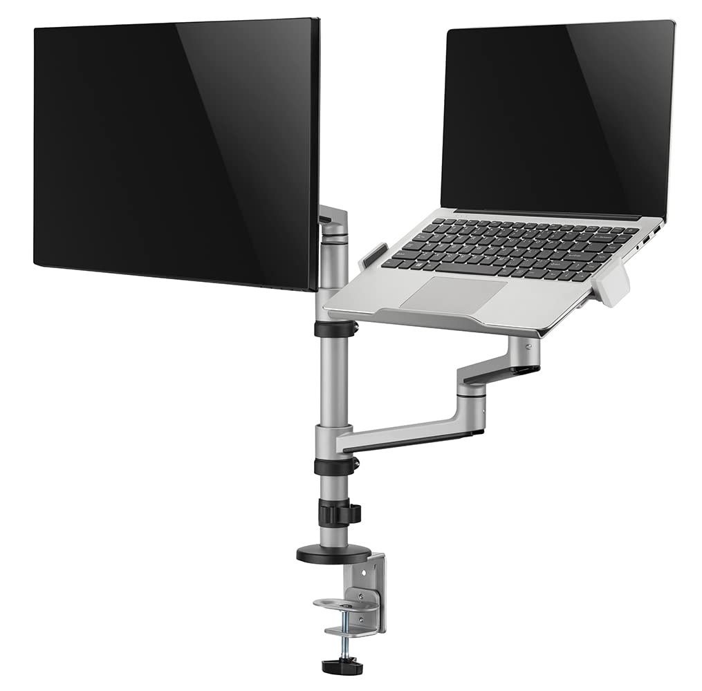 myWall HL52L - Supporto da tavolo per monitor da 43,2 cm (17) - 81,3 cm (32) Argento Regolazione altezza, girevole, per notebook