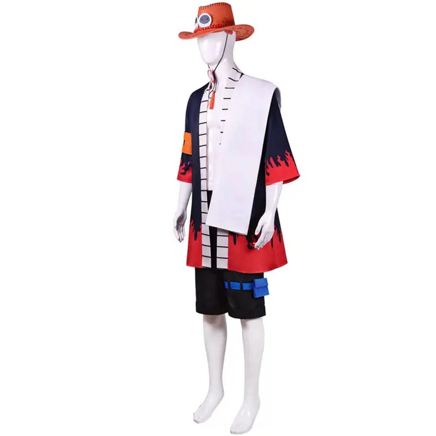 Anime One Piece Portgas D Ace Disfraz de cosplay Monkey D. Luffy Juego de Roles Uniforme Set Completo Halloween Carnaval Fiesta Traje de Vestir con Sombrero para Hombres
