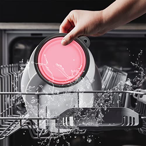 Image of Dog Bowl Pet Collapsible Bowls, 2 Pack Collapsible Dog Water Bowls for Cats Dogs, Portable Pet Feeding Watering Dish for Walking Parking Traveling with 2 Carabiners (Small, Purple+Fairy Pink)