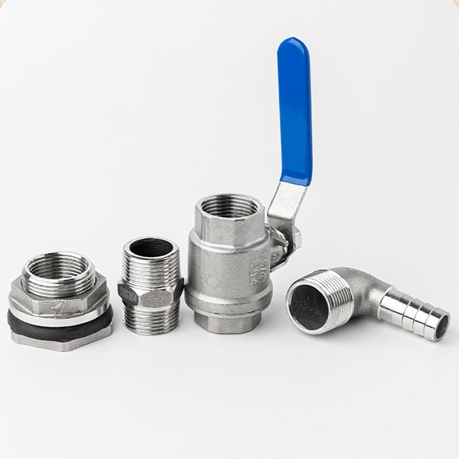 Válvula pasamuros de 3/4" con interruptor de bola, codo de 90° y conector de manguera 14mm 5