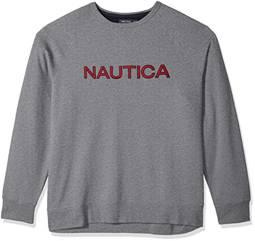 Nautica Men's Big and Tall Crew Neck Graphic Fleece Sweatshirt, Stone Grey Heather, 3X-Large