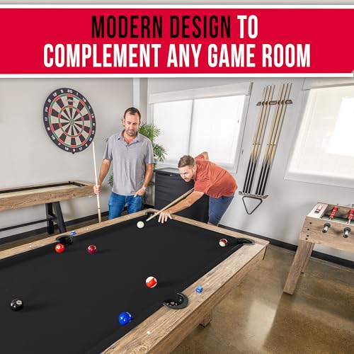 Image of GoSports 7 ft Pool Tables with Wood Finish - Choose Your Style - Modern Billiards Table with 2 Cue Sticks, Balls, Rack, Felt Brush and Chalk