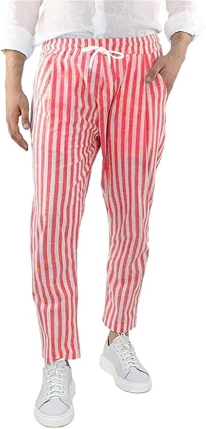 Amazon Co Jp Eblth リネンメンズパンツストライプカジュアルルースストレートリネンメンズコットンリネンパンツカジュアルルースパンツ男性ズボンビッグ Color Red Size M 服 ファッション小物 Amazon Co Jp Eblth リネンメンズパンツストライプカジュアルルースストレートリネンメンズコットンリネンパンツカジュアルルースパンツ男性ズボンビッグ Color Red Size M 服 ファッション小物