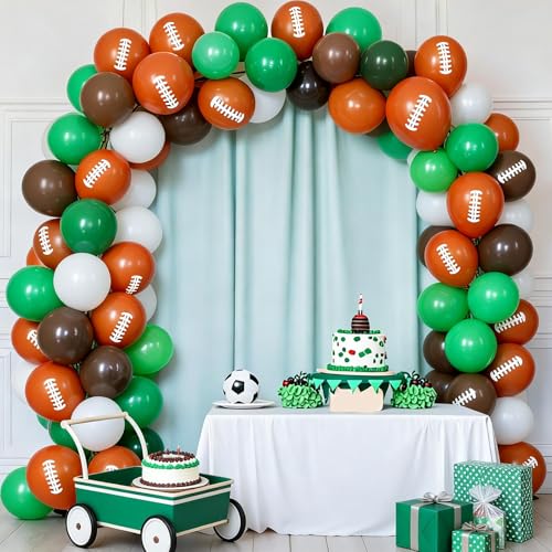 Image of Football Balloons, 50 Pcs Green Brown for Boys Sports Birthday Party Decor