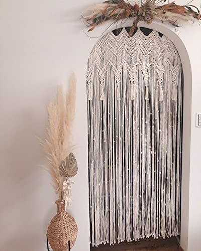 Lujosa cortina de macramé para colgar en la pared, macramé tejida a mano, bohemio, telón de fondo de boda, cortinas de cocina, 50 pulgadas de ancho x 75 pulgadas de alto