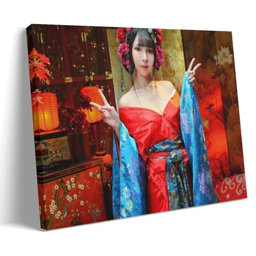ZOZO HOUSE Póster de chica asiática en kimono, 30 x 45 cm