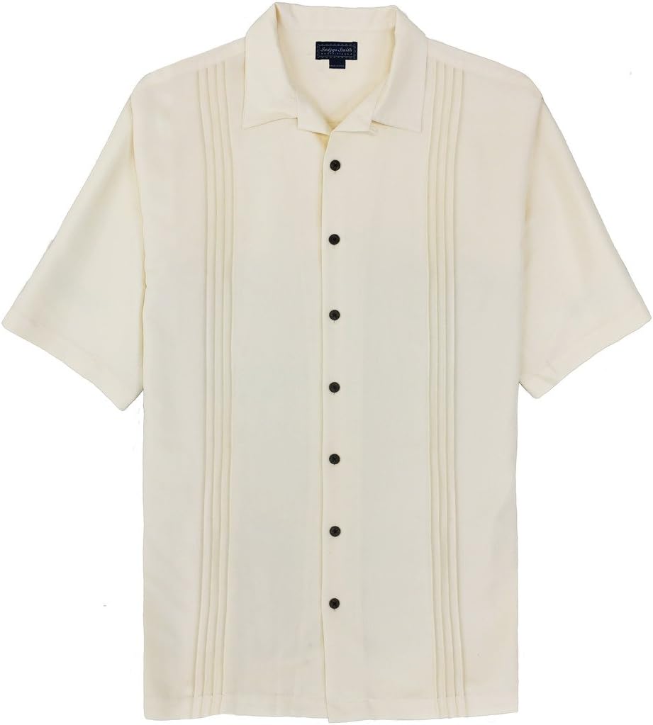 Foxfire Big & Tall Men's Casual Cabana Shirt Front Pleats Cream