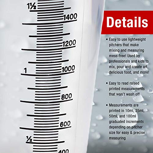 Tcp Global 2 Liter (2000Ml) Plastic Graduated Measuring And Mixing Pitcher (Pack Of 4) - Holds Over 2 Quarts (64Oz) - Pouring Cup, Measure & Mix Paint, Resin, Epoxy, Kitchen Cooking Baking Ingredients #TOP2