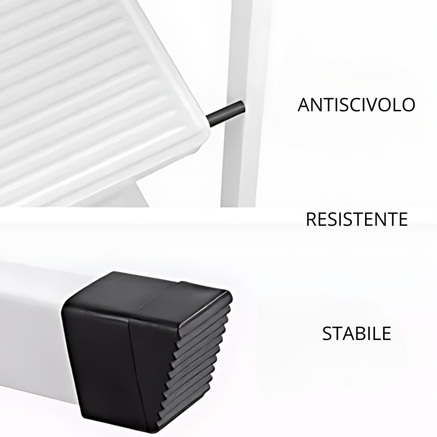 Scaletta 3 Gradini Pieghevole Salvaspazio Acciaio Antiscivolo Maniglione Sicurezza 150 Kg Portata Uso Domestico Lavorativo (3 SCALINI)