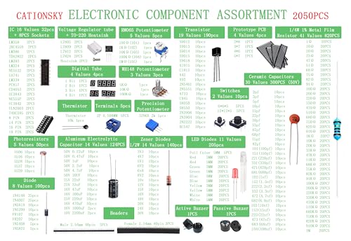 Electronic Component Kit Total 2050 Pcs, LED Diodes, Resistors, Electrolytic Capacitor Package, Common Diodes, Ceramic Capacitors, Digital Tube,Common Transistor,Integrated Circuit Assortment Box - Image 5