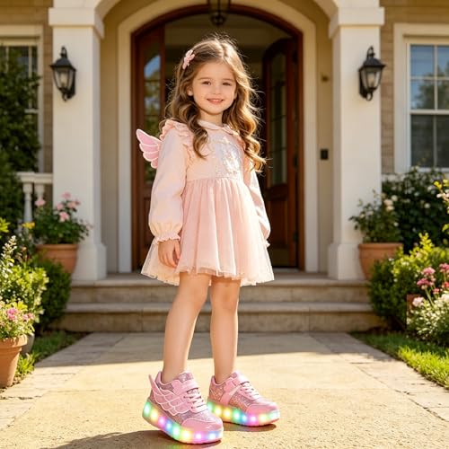 Image of Nsasy Roller Shoes Kids Roller Skates Shoes Girls Boys Wheels Shoes Become Sport Sneaker with Led for Children Gift