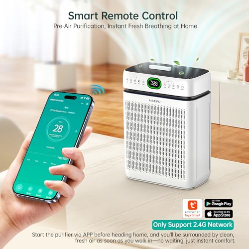 Air Purifiers for Home Large Room Up to 3500 Sq Ft with Washable Filters,Double-Sided HEPA with PM 2.5 Display Air Quality Sensor,Smart WiFi APP,Air Cleaner for Pets,Hair,Dust,Smoke,Dorm room,Office - Image 4