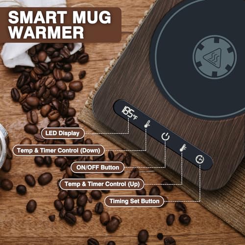 Coffee Mug Warmer & Mug Set, Mug Warmer for Desk with Auto Shut Off, Mug Warmer with Mug, Cup Warmer Set, 4 Temperature Settings & 1-12H Timer, for Heating Coffee, Beverage, Milk, Tea and Hot Chocolate. - Image 2