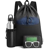 Velomirah Mesh Swim Bag Beach Drawstring Backpack, Waterproof Gym Bags for Men and Women, Large Pool Bag Swimming Gear for Swimmers