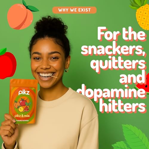 Pikz Flavoured Toothpicks – Bold Natural Flavours, Resealable Packs – Fun, Cheeky Tooth Picks – Zero Sugar, Natural Birchwood Toothpicks (100 Toothpick Pack) (100 Toothpicks, Pikz + Mix) - 5